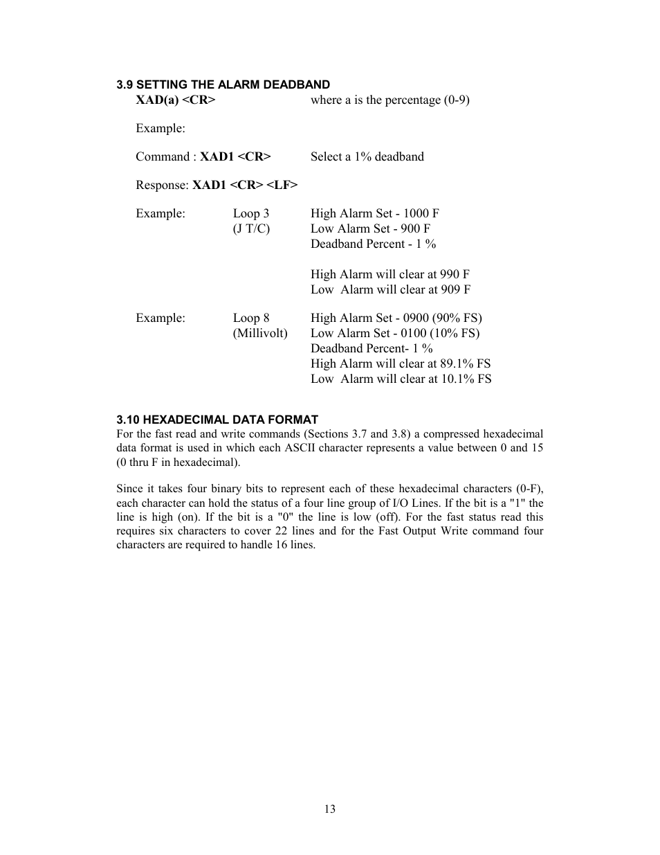9 setting the alarm deadband, 10 hexadecimal data format | Watlow 8PID Controller User Manual | Page 54 / 55