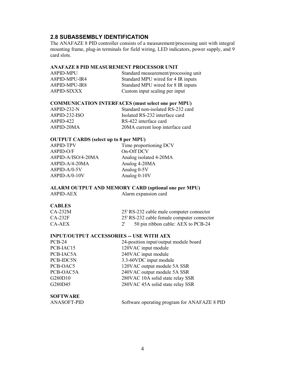 8 subassembly identification | Watlow 8PID Controller User Manual | Page 9 / 55