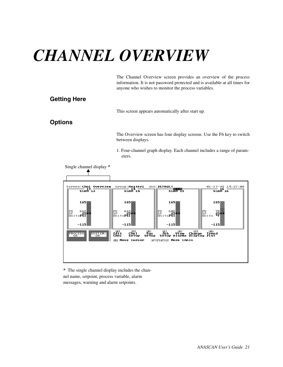 Channel overview, Getting here, Options | Watlow ANASCAN User Manual | Page 29 / 62