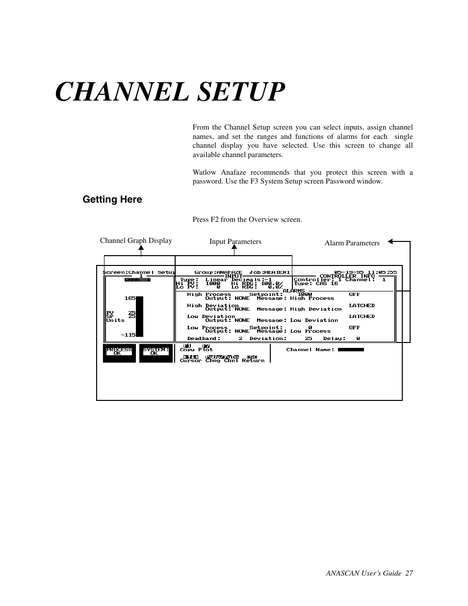 Channel setup, Getting here | Watlow ANASCAN User Manual | Page 35 / 62