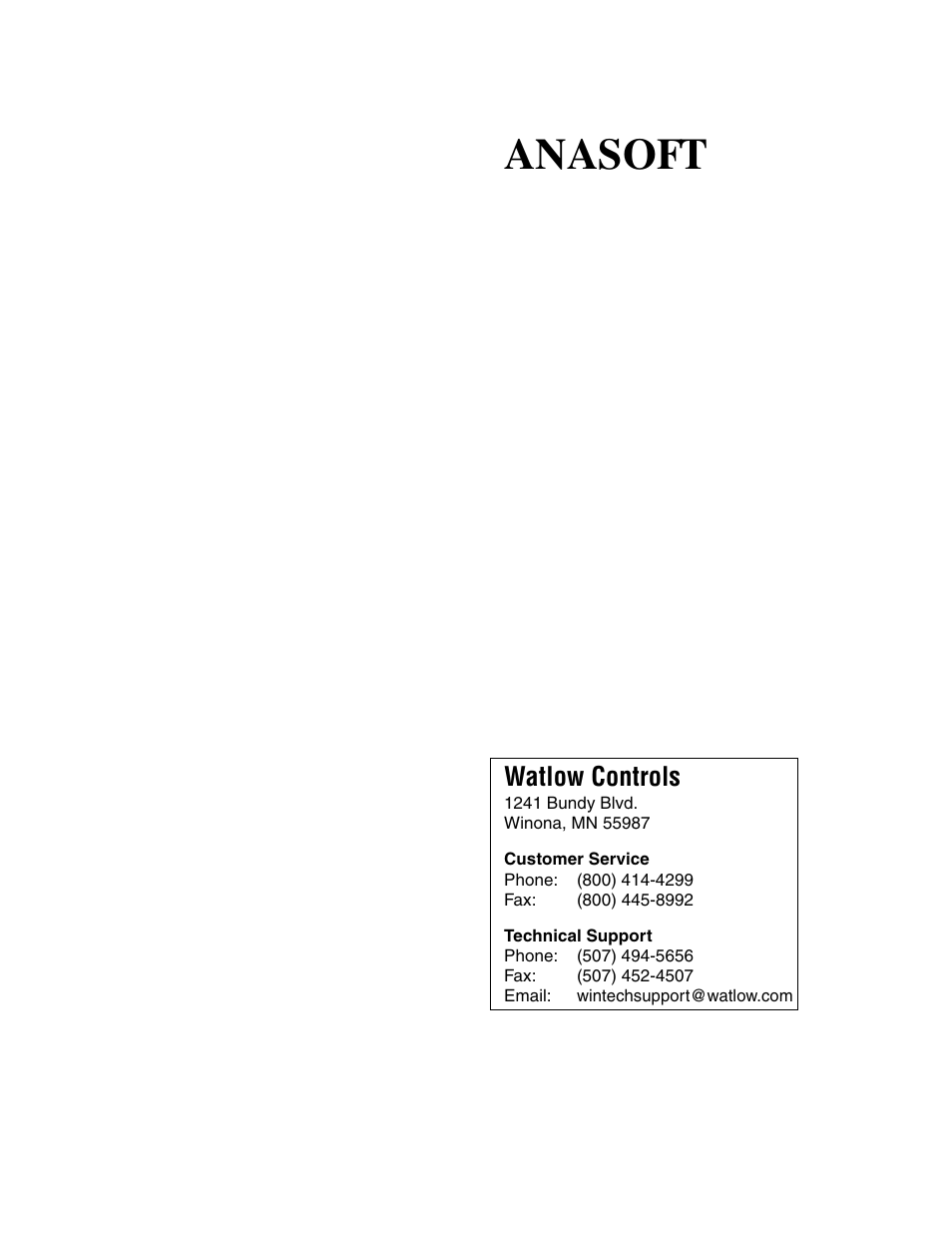 Watlow ANASOFT User Manual | 95 pages