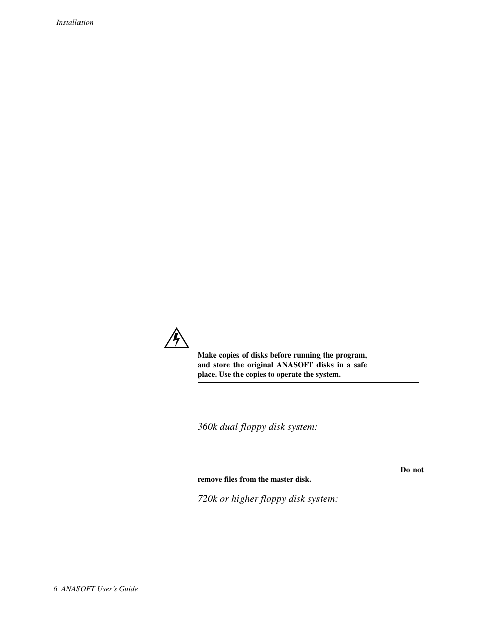 File locations, File locations 360k dual floppy disk system, 720k or higher floppy disk system | Watlow ANASOFT User Manual | Page 16 / 95