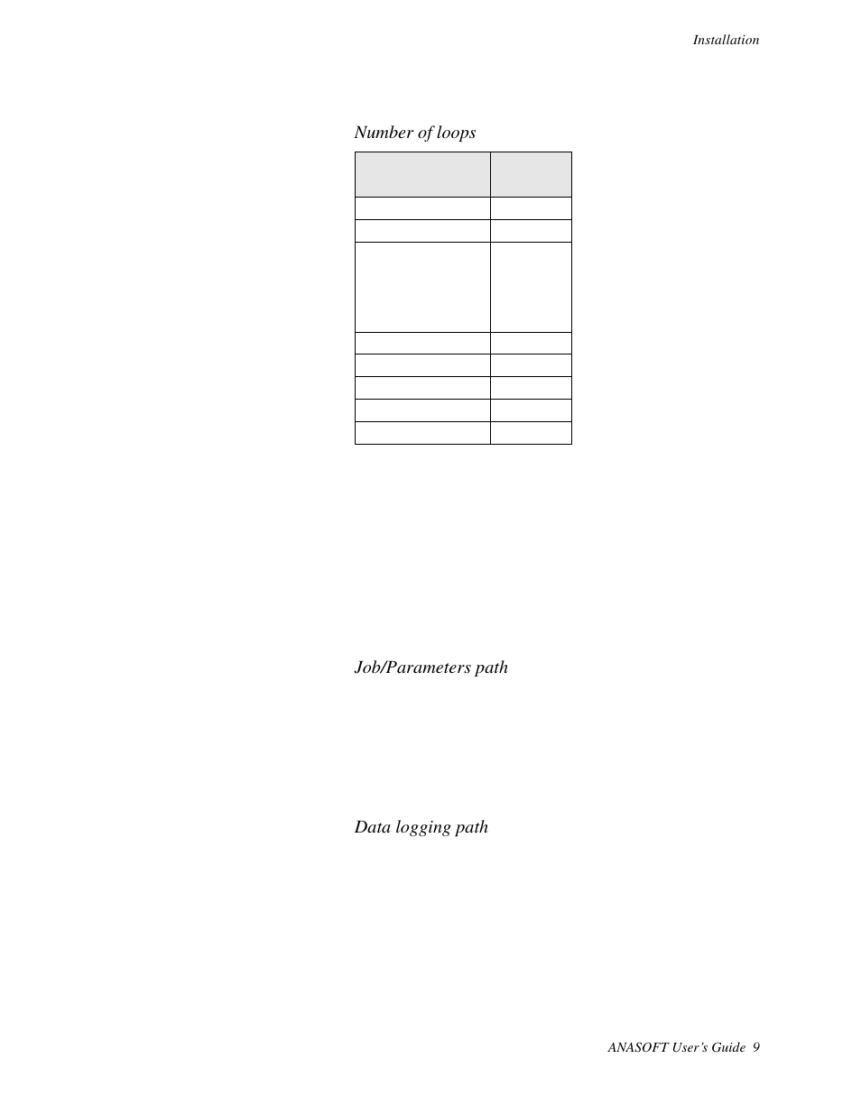 Directory paths, Number of loops, Directory paths job/parameters path | Data logging path | Watlow ANASOFT User Manual | Page 19 / 95