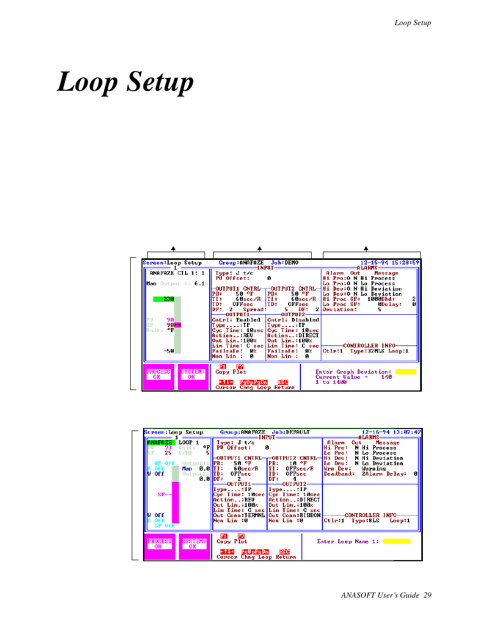 Loop settings, Getting here, Loop setup | Watlow ANASOFT User Manual | Page 39 / 95