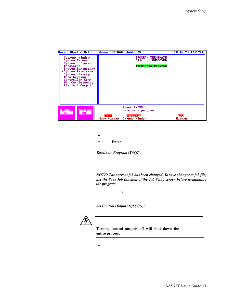 System terminate | Watlow ANASOFT User Manual | Page 51 / 95