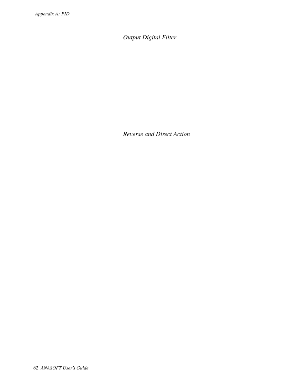 Output digital filter, Reverse and direct action | Watlow ANASOFT User Manual | Page 72 / 95