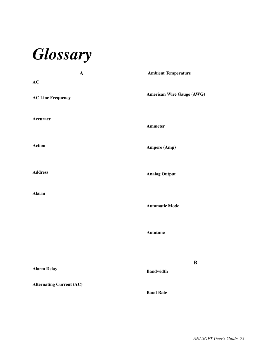 Glossary | Watlow ANASOFT User Manual | Page 85 / 95