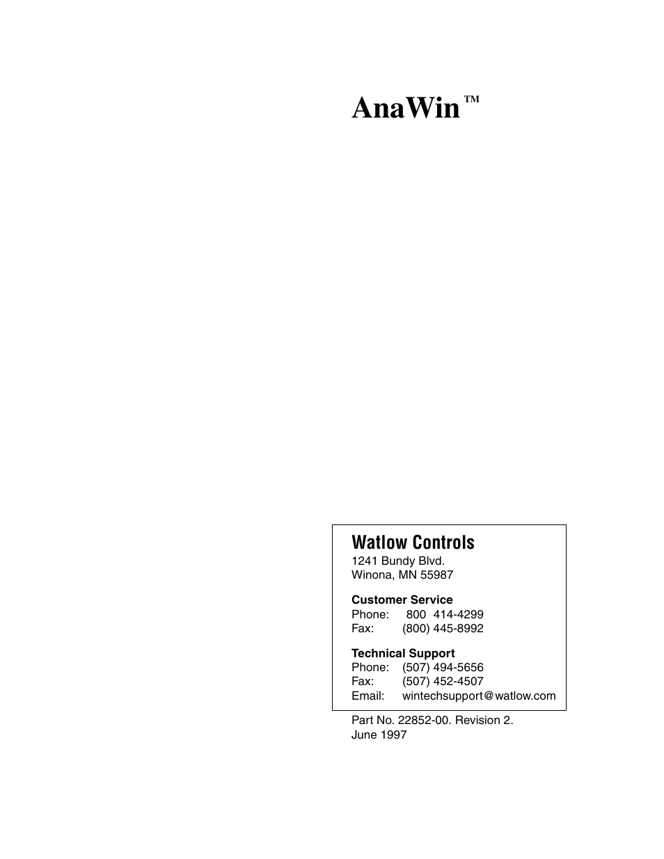 Watlow ANAWIN 2 User Manual | 154 pages