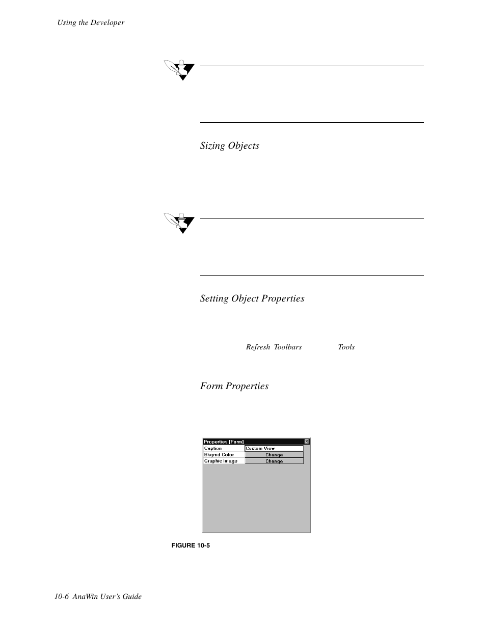 Sizing objects, Setting object properties, Form properties | Watlow ANAWIN 2 User Manual | Page 100 / 154