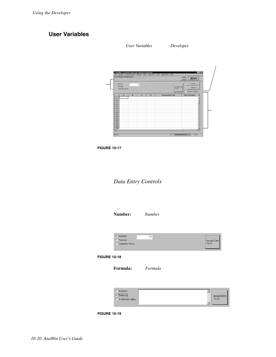 User variables, Data entry controls | Watlow ANAWIN 2 User Manual | Page 114 / 154