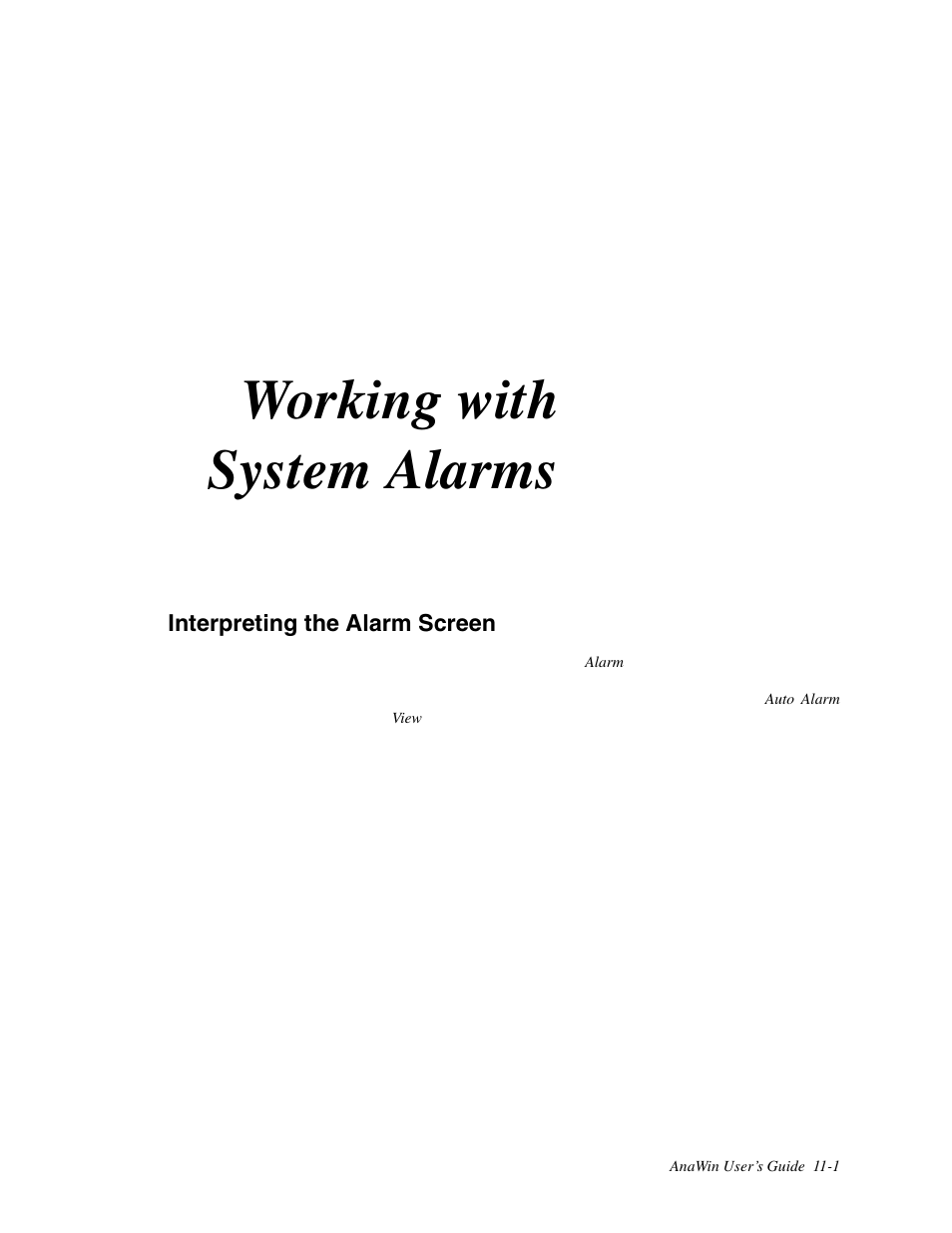 11 working with system alarms, Interpreting the alarm screen, Working with system alarms | Watlow ANAWIN 2 User Manual | Page 117 / 154