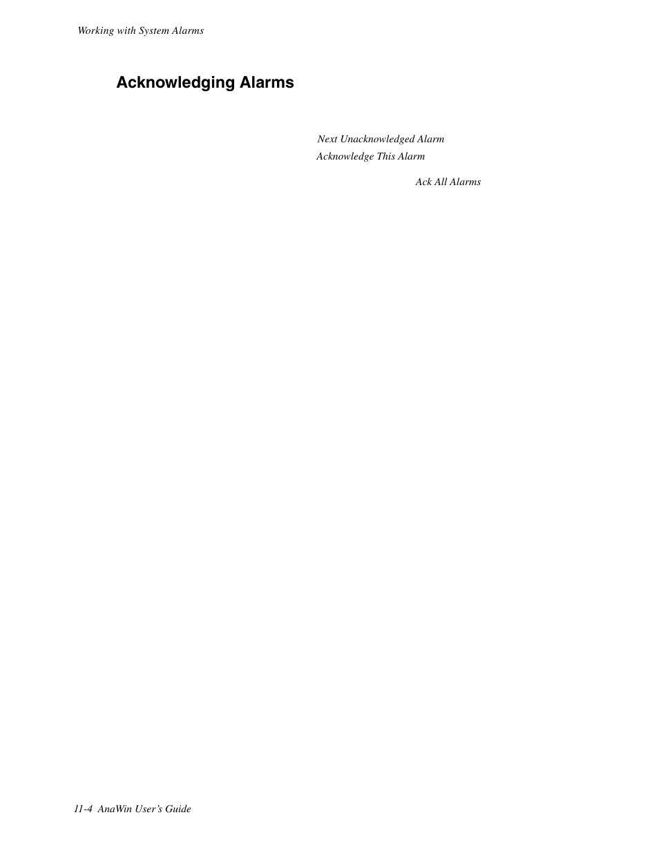 Acknowledge alarms, Acknowledging alarms | Watlow ANAWIN 2 User Manual | Page 120 / 154