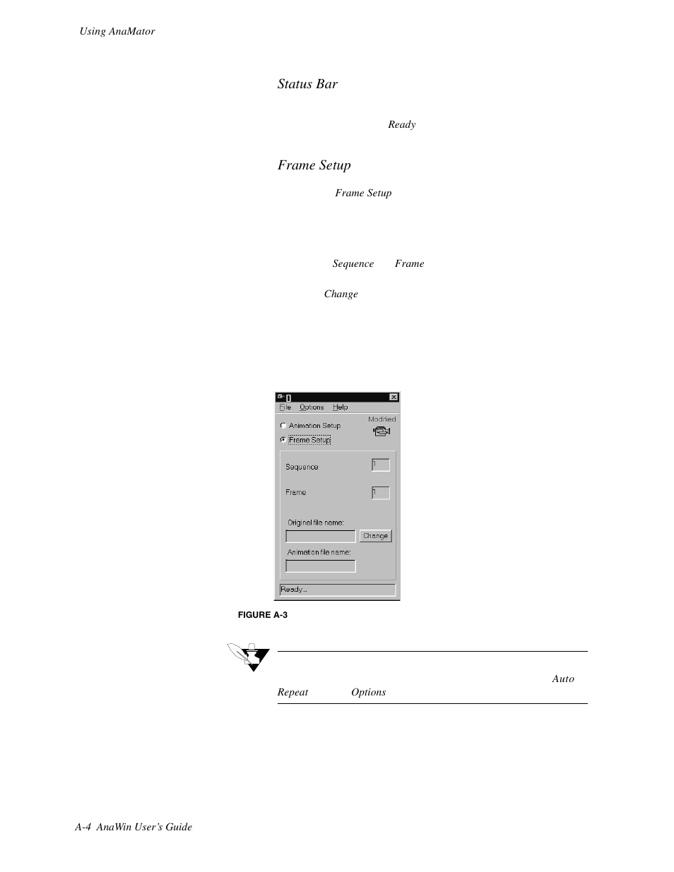 Status bar, Frame setup | Watlow ANAWIN 2 User Manual | Page 124 / 154