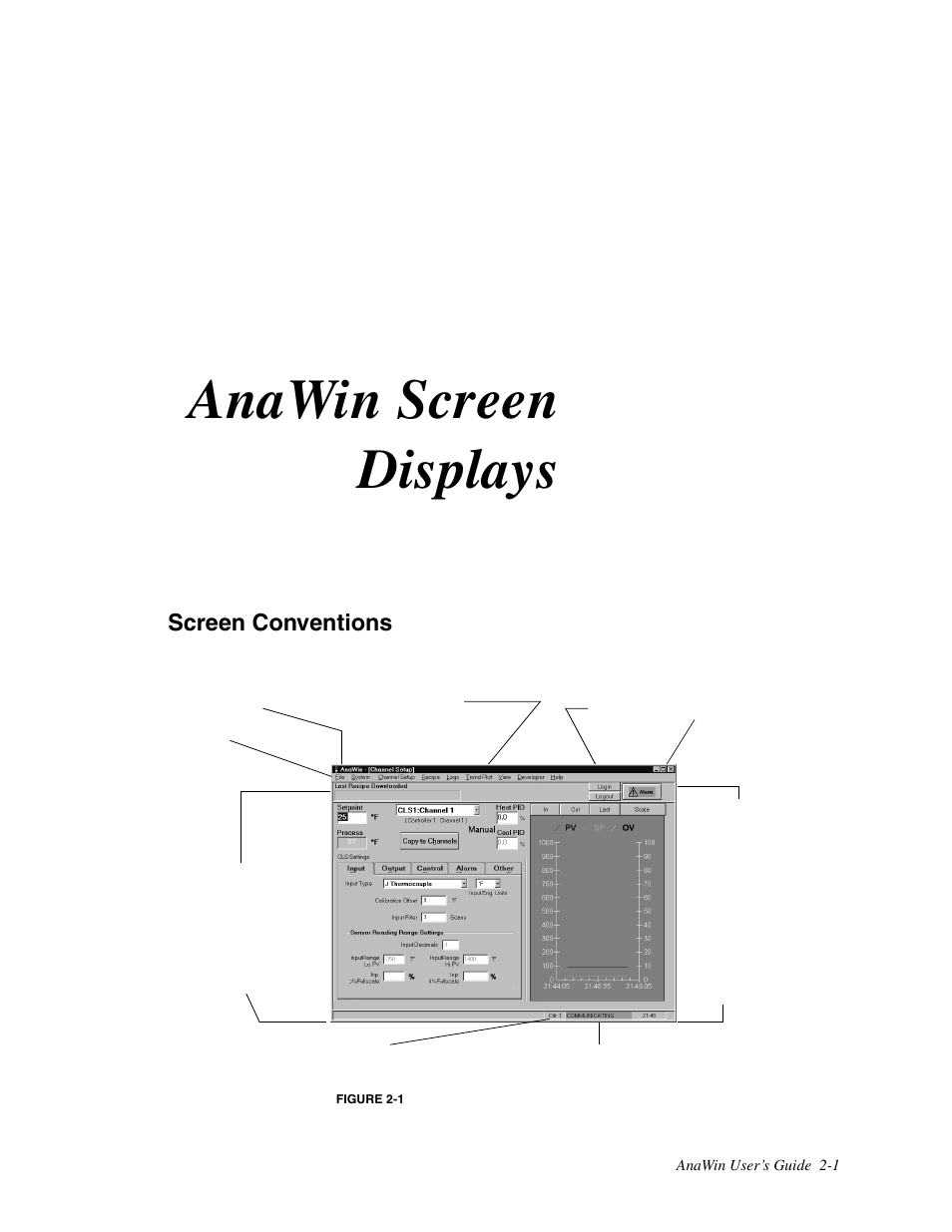 2 anawin screen displays, Screen conventions, Anawin screen displays | Watlow ANAWIN 2 User Manual | Page 19 / 154