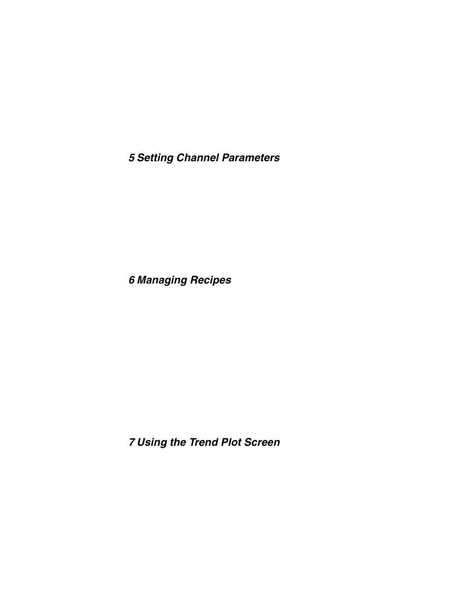 Setting channel parameters, Managing recipes, Using the trend plot screen | Watlow ANAWIN 2 User Manual | Page 4 / 154
