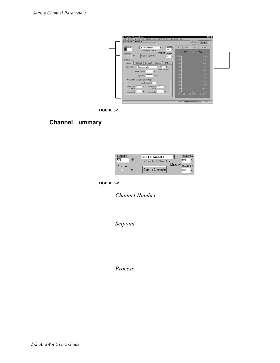 Channel summary, Channel number, Setpoint | Process | Watlow ANAWIN 2 User Manual | Page 42 / 154