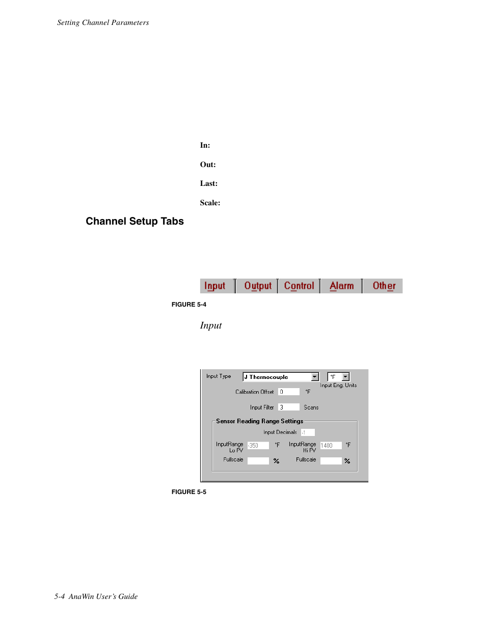 Channel setup tabs, Input | Watlow ANAWIN 2 User Manual | Page 44 / 154