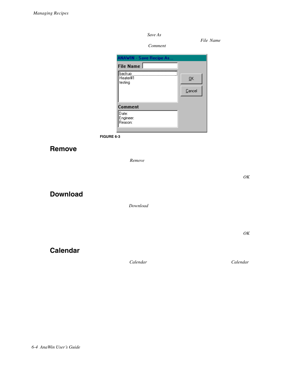 Remove, Download, Calendar | Watlow ANAWIN 2 User Manual | Page 60 / 154