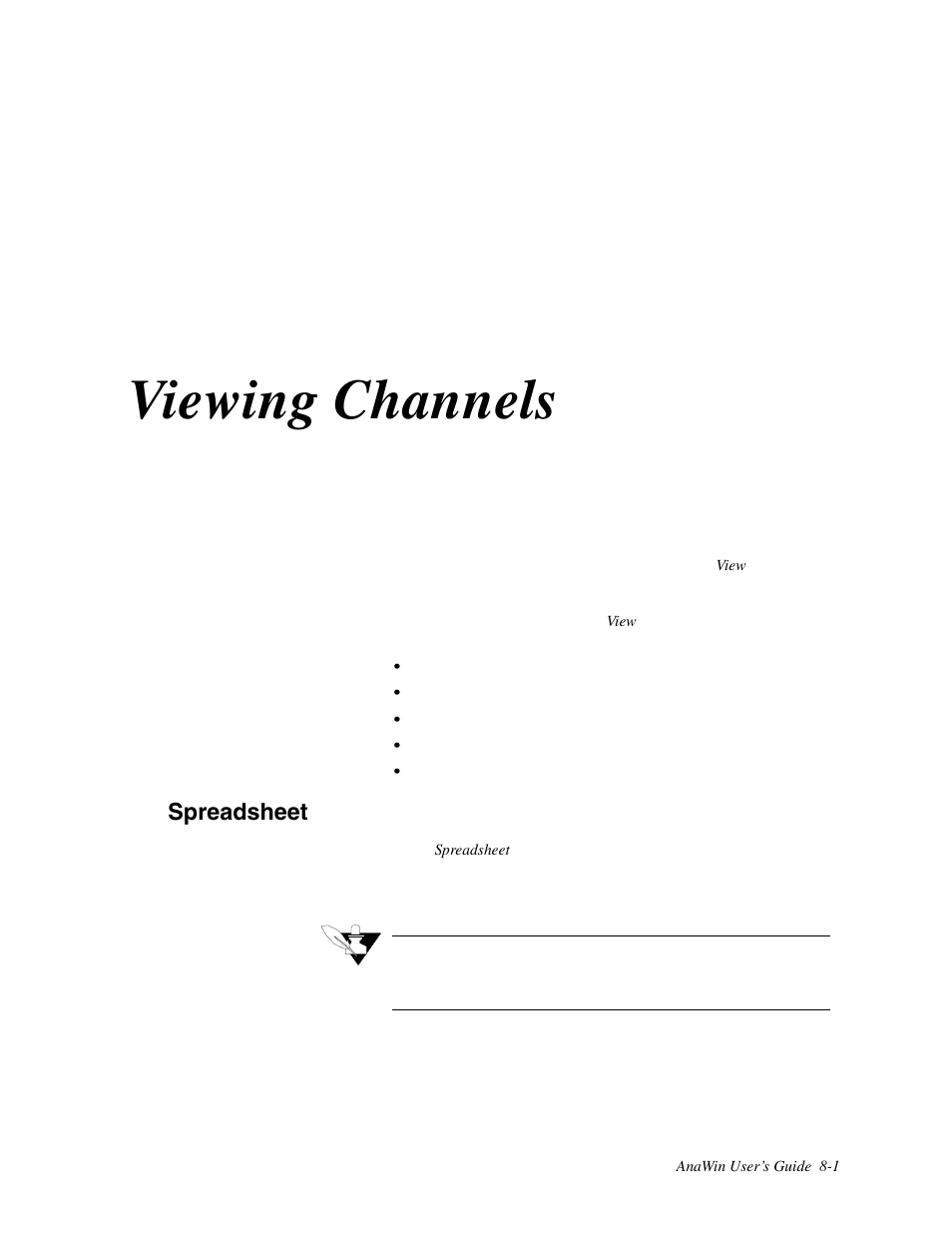 8 viewing channels, Spreadsheet, Viewing channels | Watlow ANAWIN 2 User Manual | Page 85 / 154