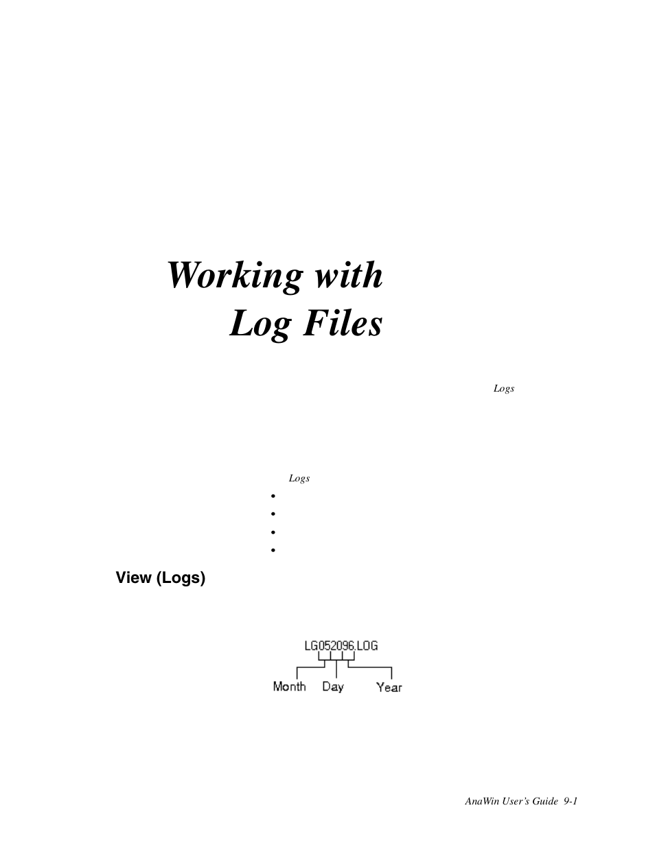9 working with log files, View (logs), Working with log files | Watlow ANAWIN 2 User Manual | Page 91 / 154