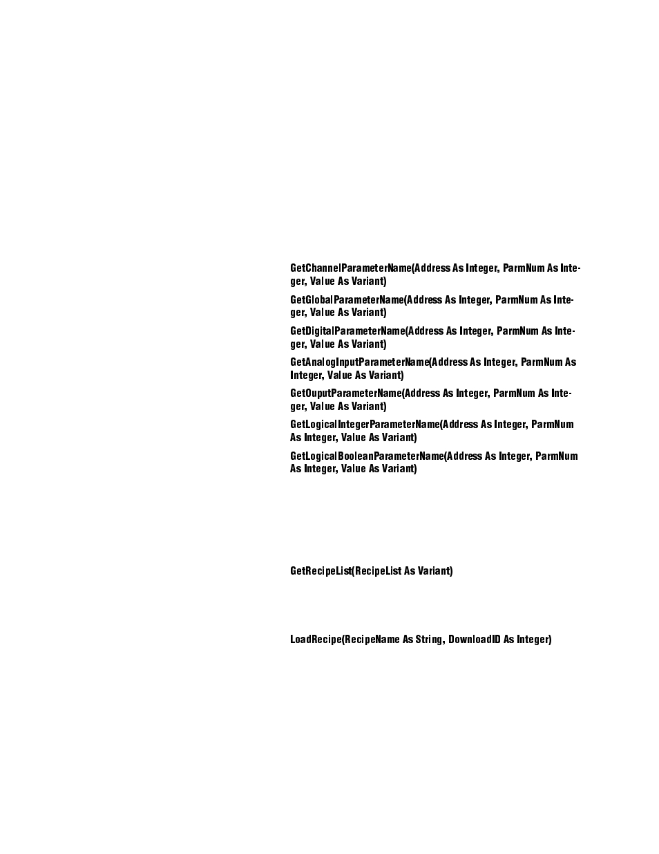 Methods for getting parameter names, Methods for handling recipes | Watlow ANAWIN 3 User Manual | Page 16 / 23