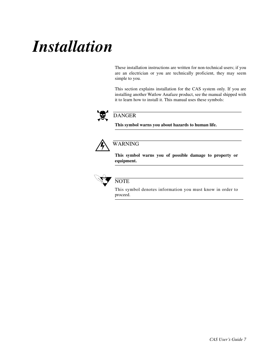 Installation | Watlow CAS User Manual | Page 17 / 98