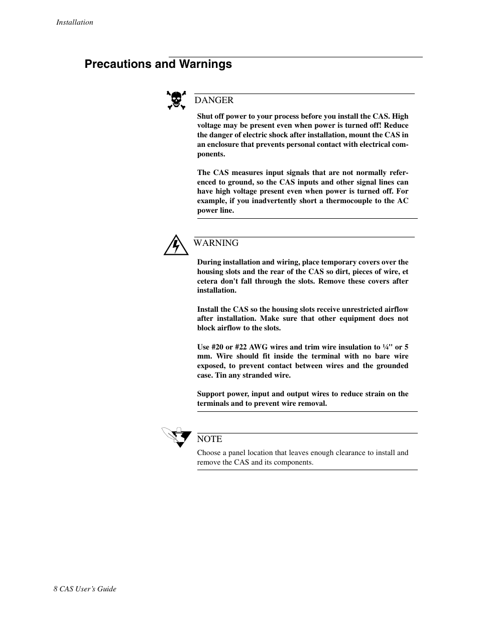 Precautions and warnings | Watlow CAS User Manual | Page 18 / 98