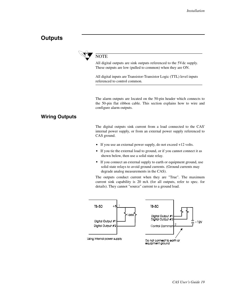 Outputs, Wiring outputs | Watlow CAS User Manual | Page 29 / 98