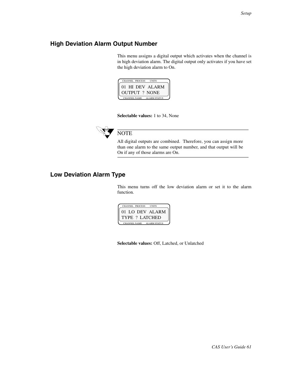 High deviation alarm output number, Low deviation alarm type | Watlow CAS User Manual | Page 71 / 98