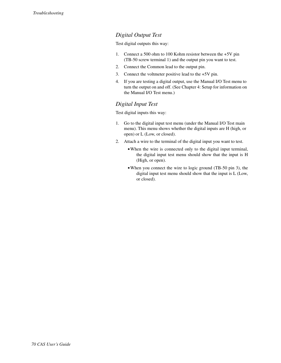 Digital output test, Digital input test | Watlow CAS User Manual | Page 80 / 98