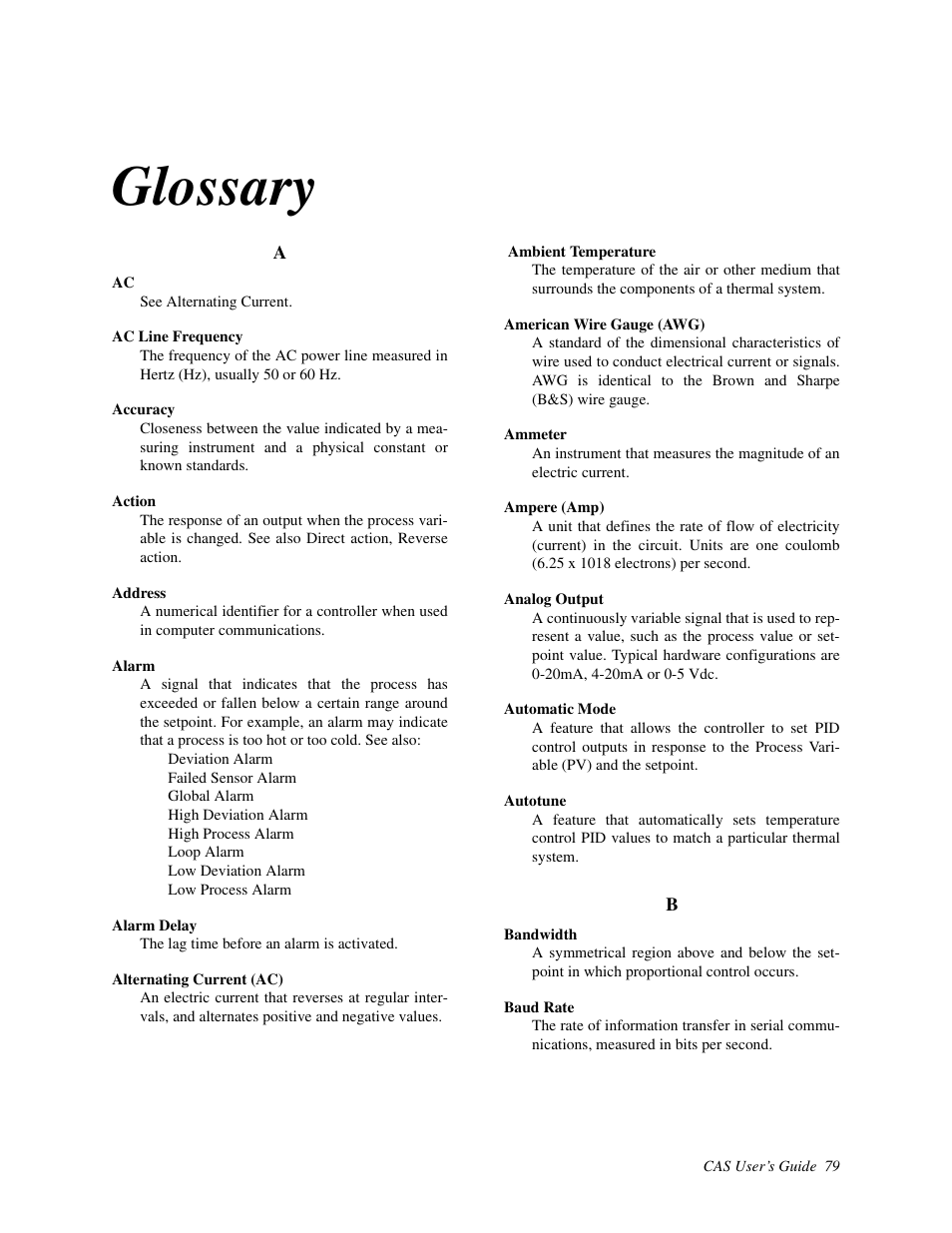 Glossary | Watlow CAS User Manual | Page 89 / 98