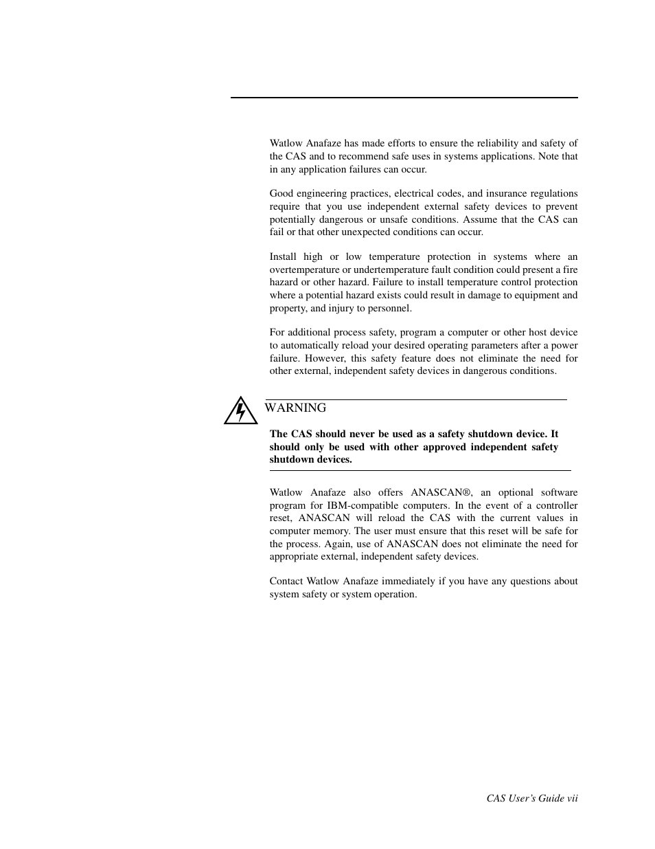 Safety | Watlow CAS User Manual | Page 9 / 98