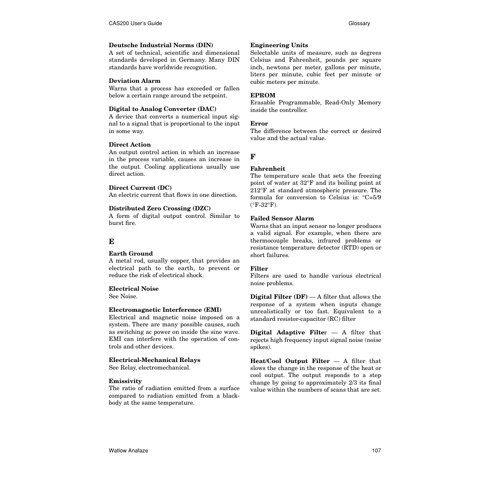 Watlow CAS200 User Manual | Page 119 / 124