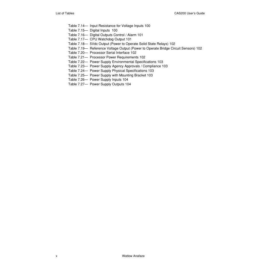 Watlow CAS200 User Manual | Page 12 / 124