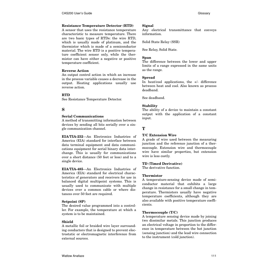 Watlow CAS200 User Manual | Page 123 / 124