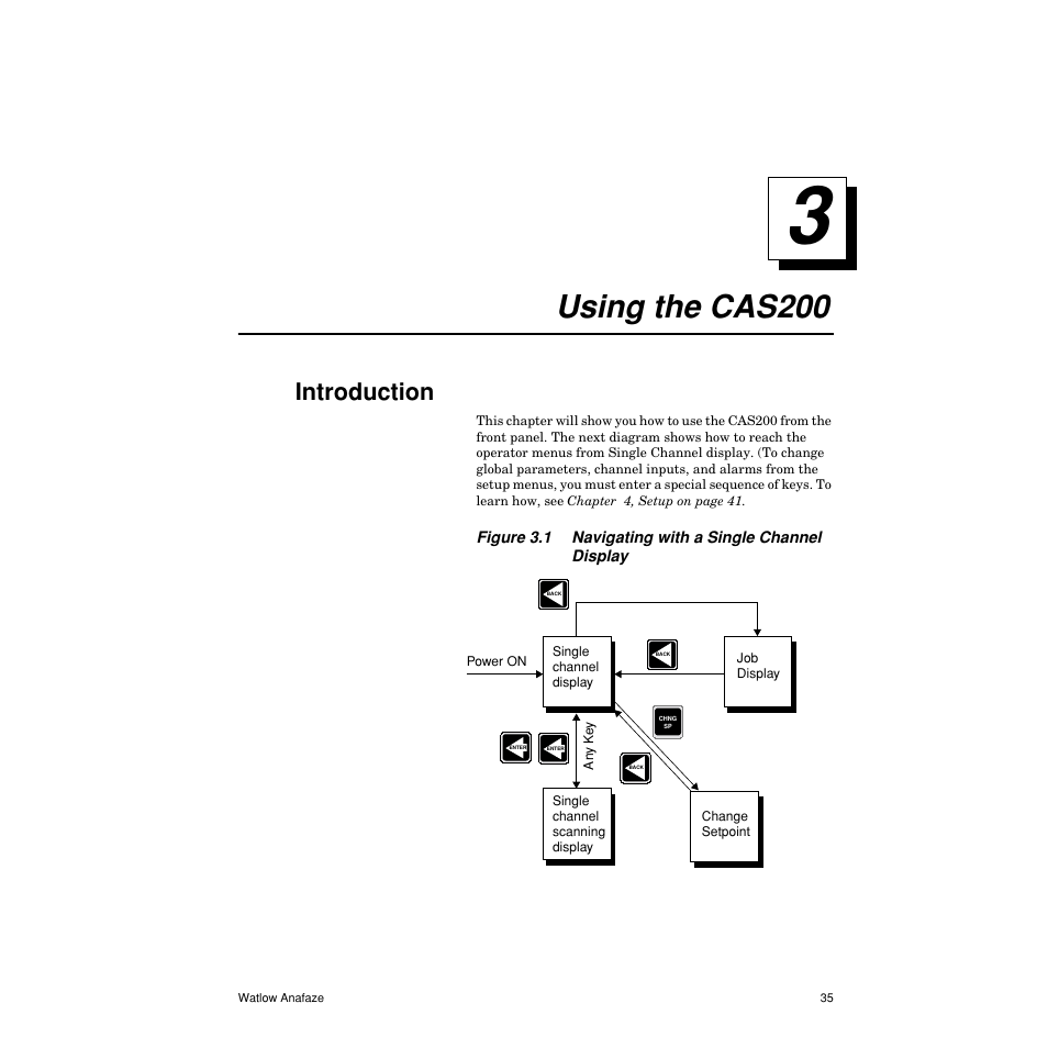 Using the cas200, Introduction, Using the cas200 35 | Introduction 35, 3 using the cas200 35 | Watlow CAS200 User Manual | Page 47 / 124
