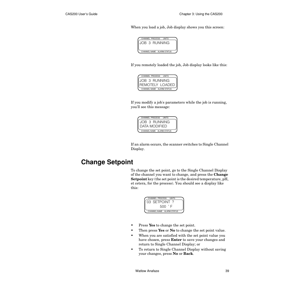 Change setpoint, Change setpoint 39 | Watlow CAS200 User Manual | Page 51 / 124