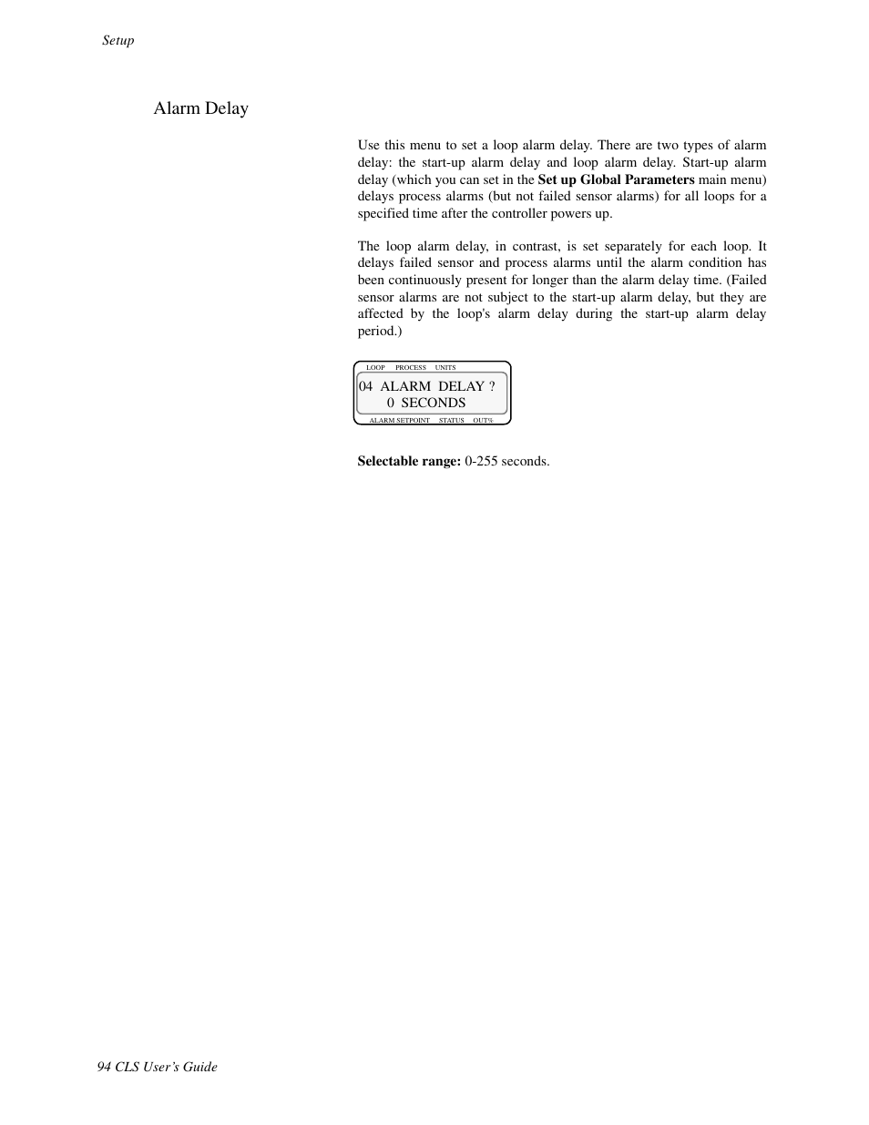 Alarm delay | Watlow CLS User Manual | Page 102 / 180