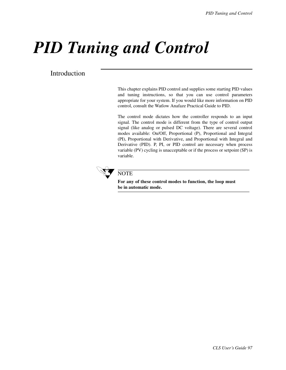 Pid tuning and control, Introduction | Watlow CLS User Manual | Page 105 / 180