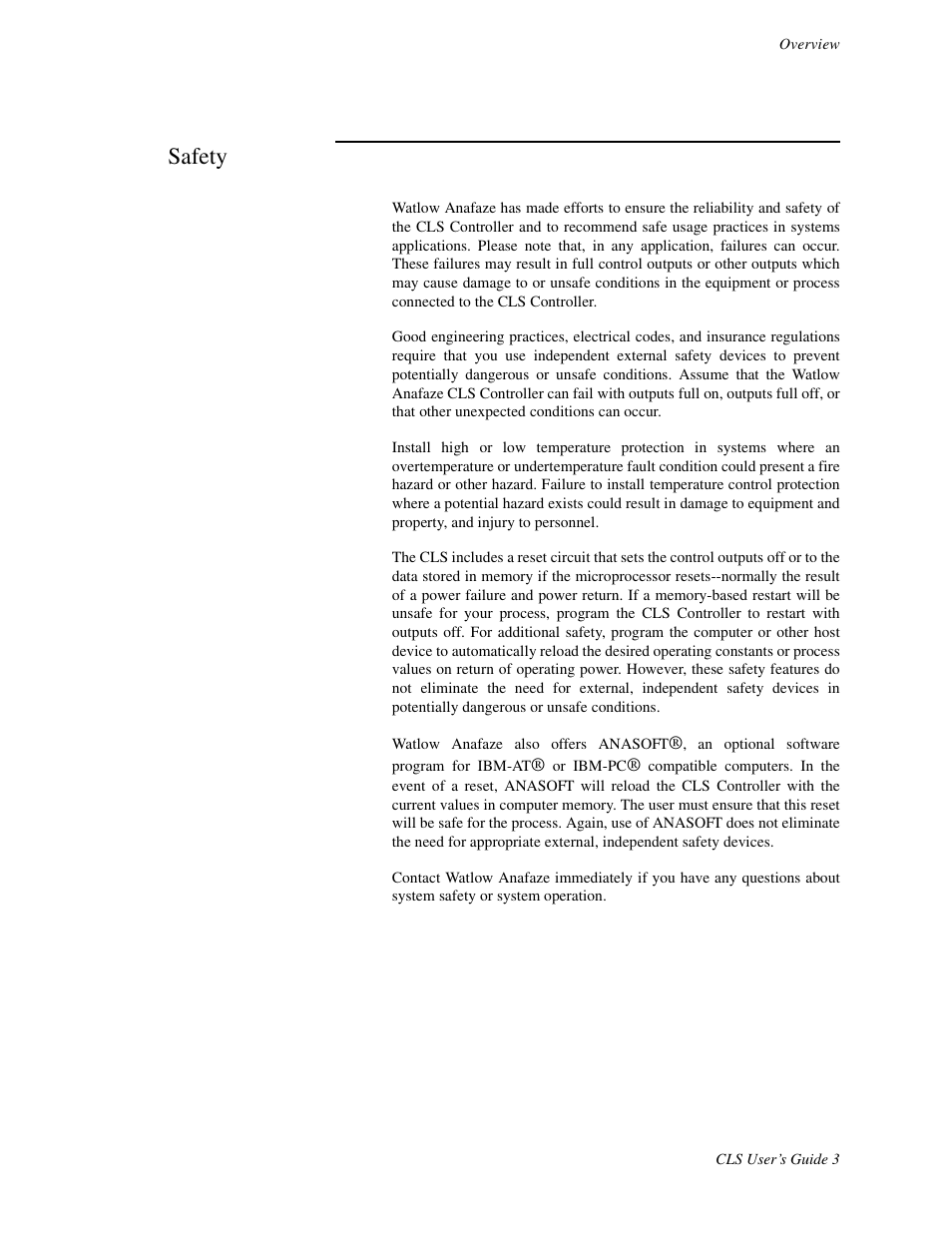 Safety | Watlow CLS User Manual | Page 11 / 180