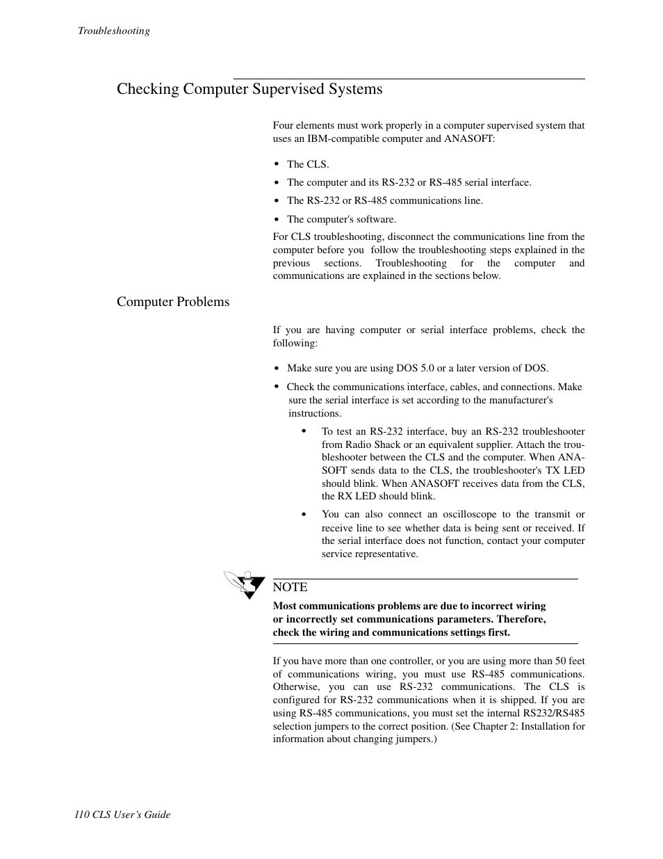 Checking computer supervised systems, Computer problems | Watlow CLS User Manual | Page 118 / 180