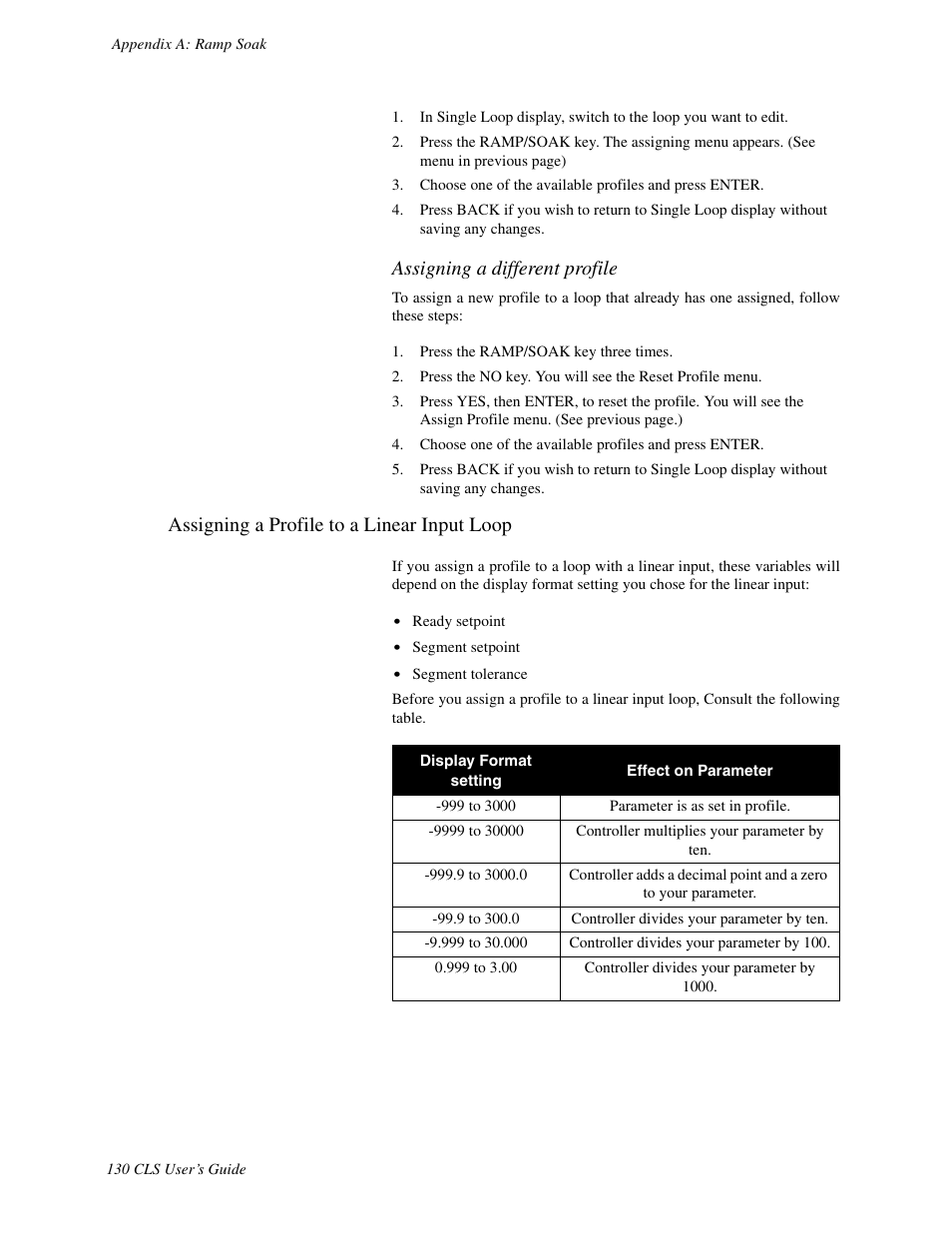 Assigning a profile to a linear input loop, Assigning a different profile | Watlow CLS User Manual | Page 138 / 180