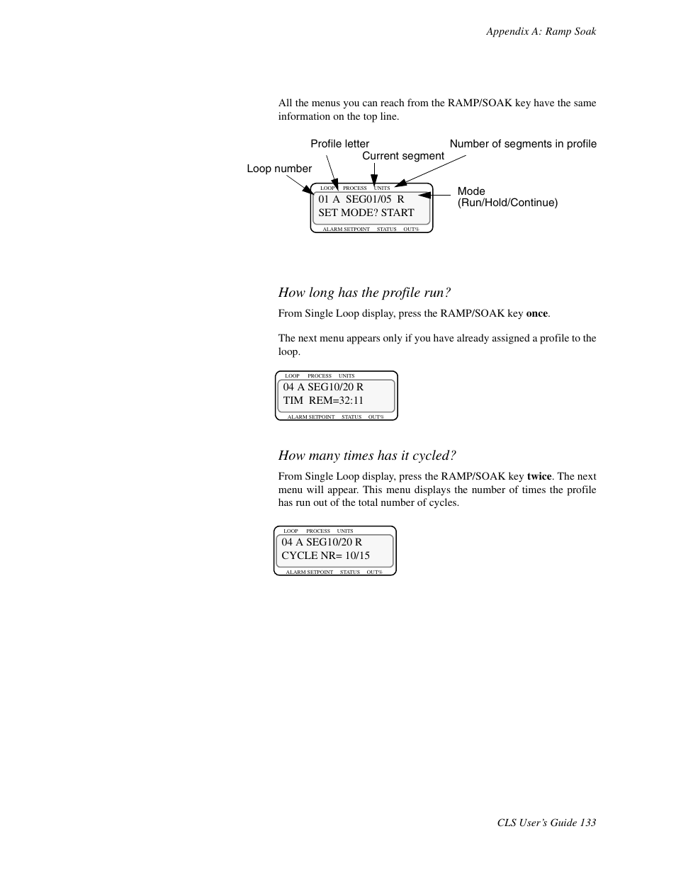 How long has the profile run, How many times has it cycled | Watlow CLS User Manual | Page 141 / 180