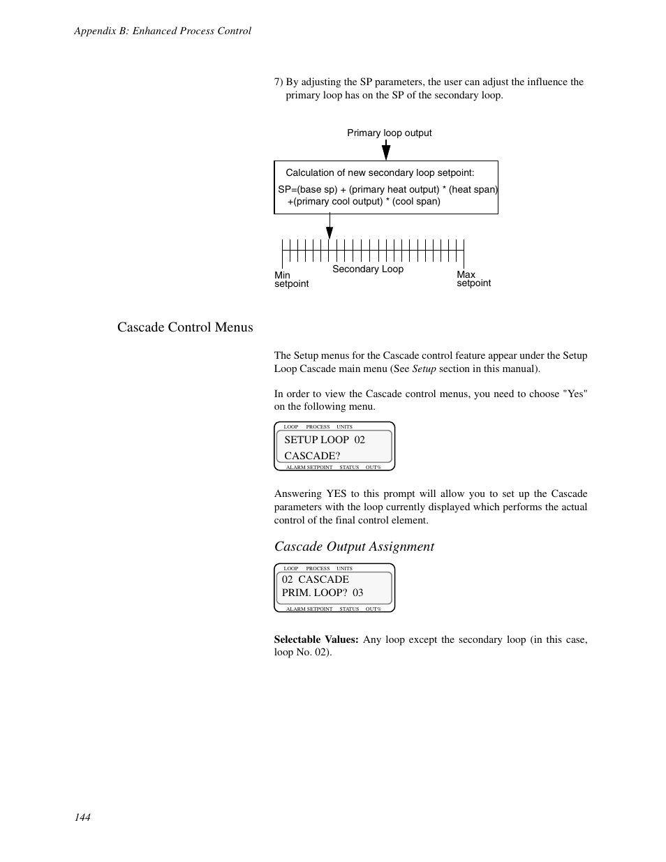 Cascade control menus, Cascade output assignment | Watlow CLS User Manual | Page 152 / 180