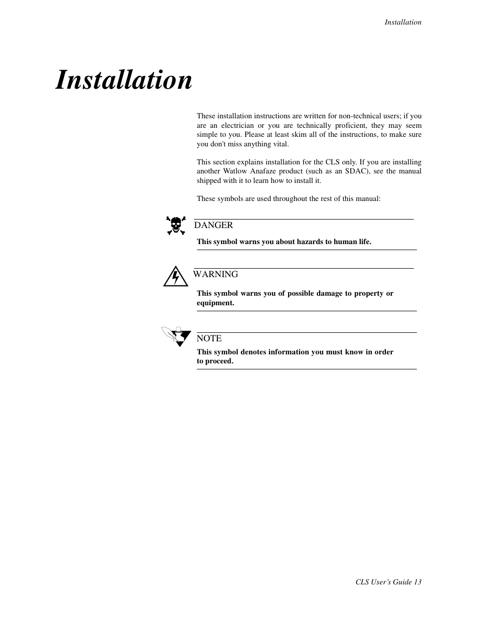 Installation | Watlow CLS User Manual | Page 21 / 180