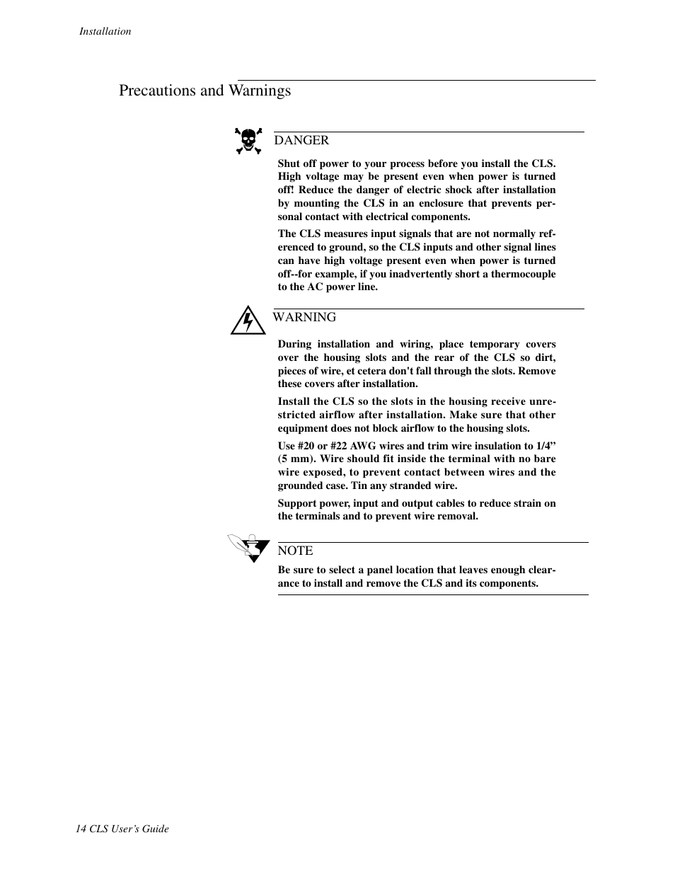 Precautions and warnings | Watlow CLS User Manual | Page 22 / 180