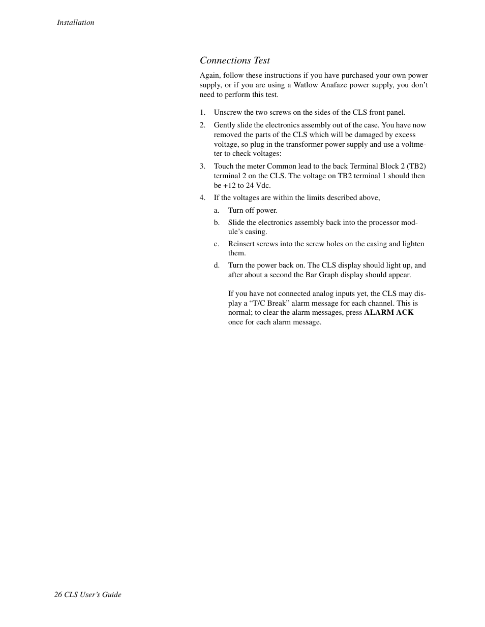 Connections test | Watlow CLS User Manual | Page 34 / 180