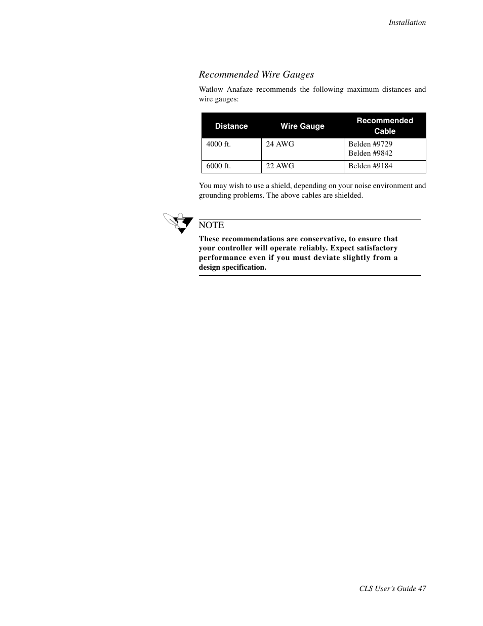 Recommended wire gauges | Watlow CLS User Manual | Page 55 / 180