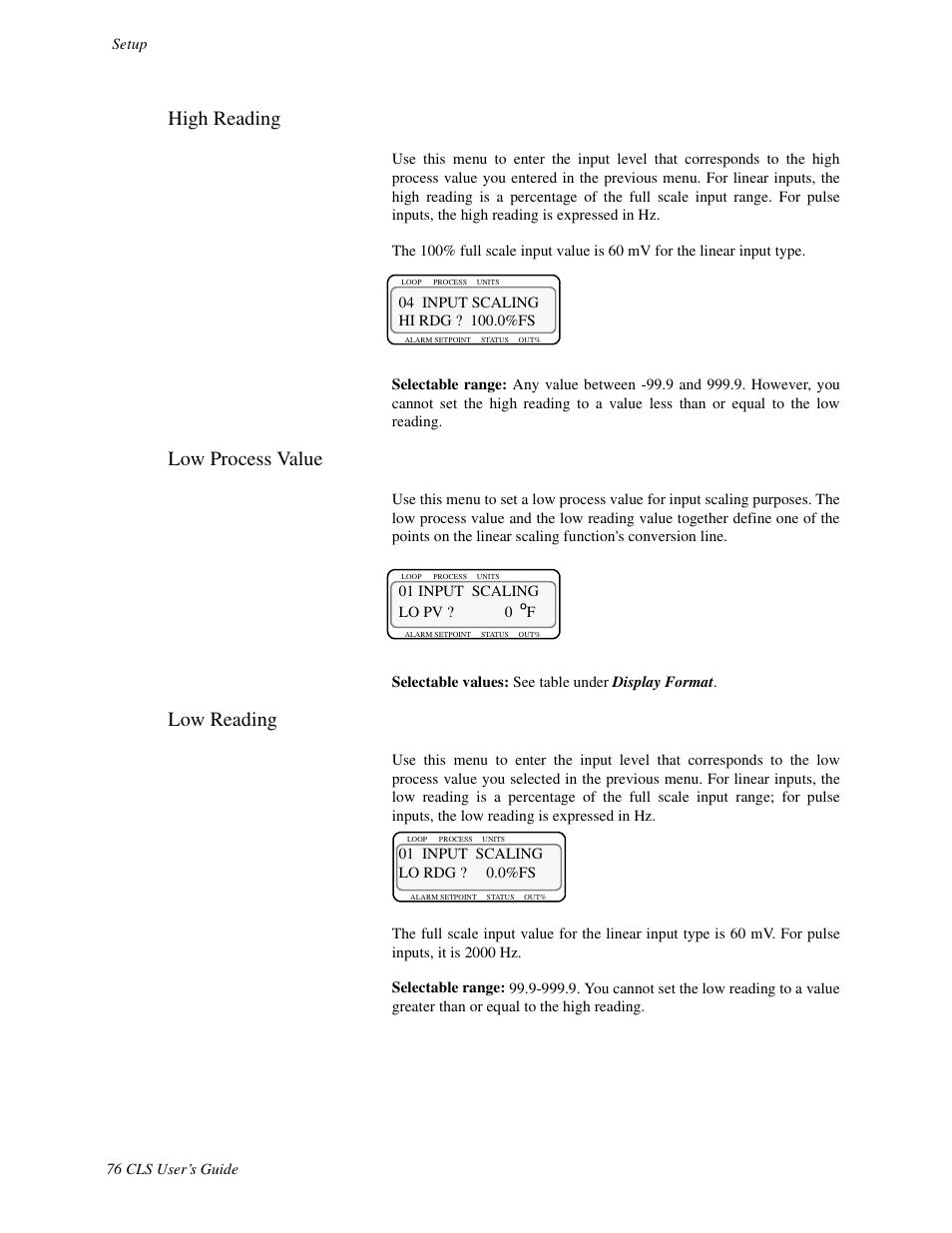 High reading, Low process value, Low reading | Watlow CLS User Manual | Page 84 / 180