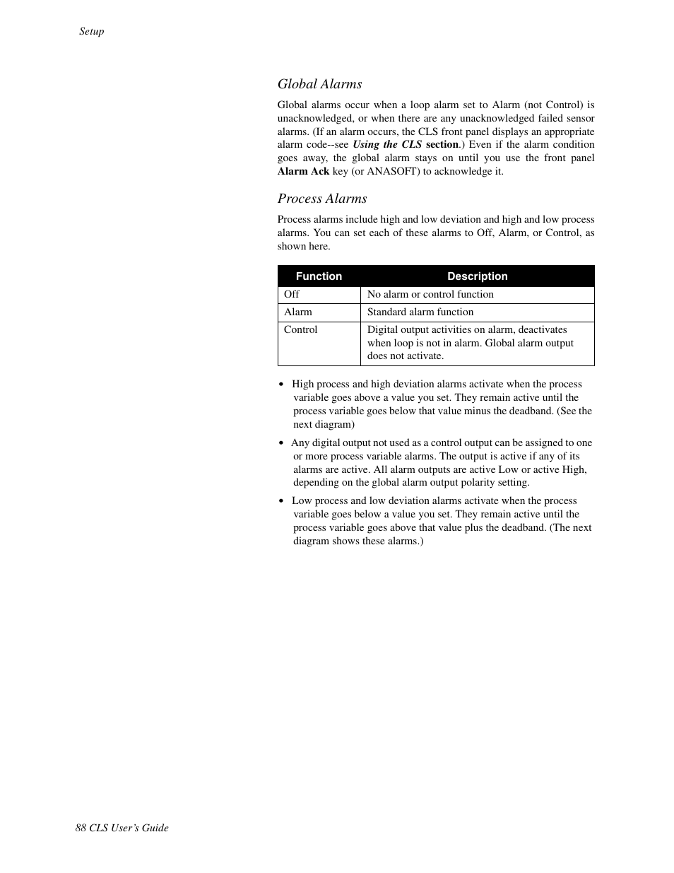 Global alarms, Process alarms | Watlow CLS User Manual | Page 96 / 180